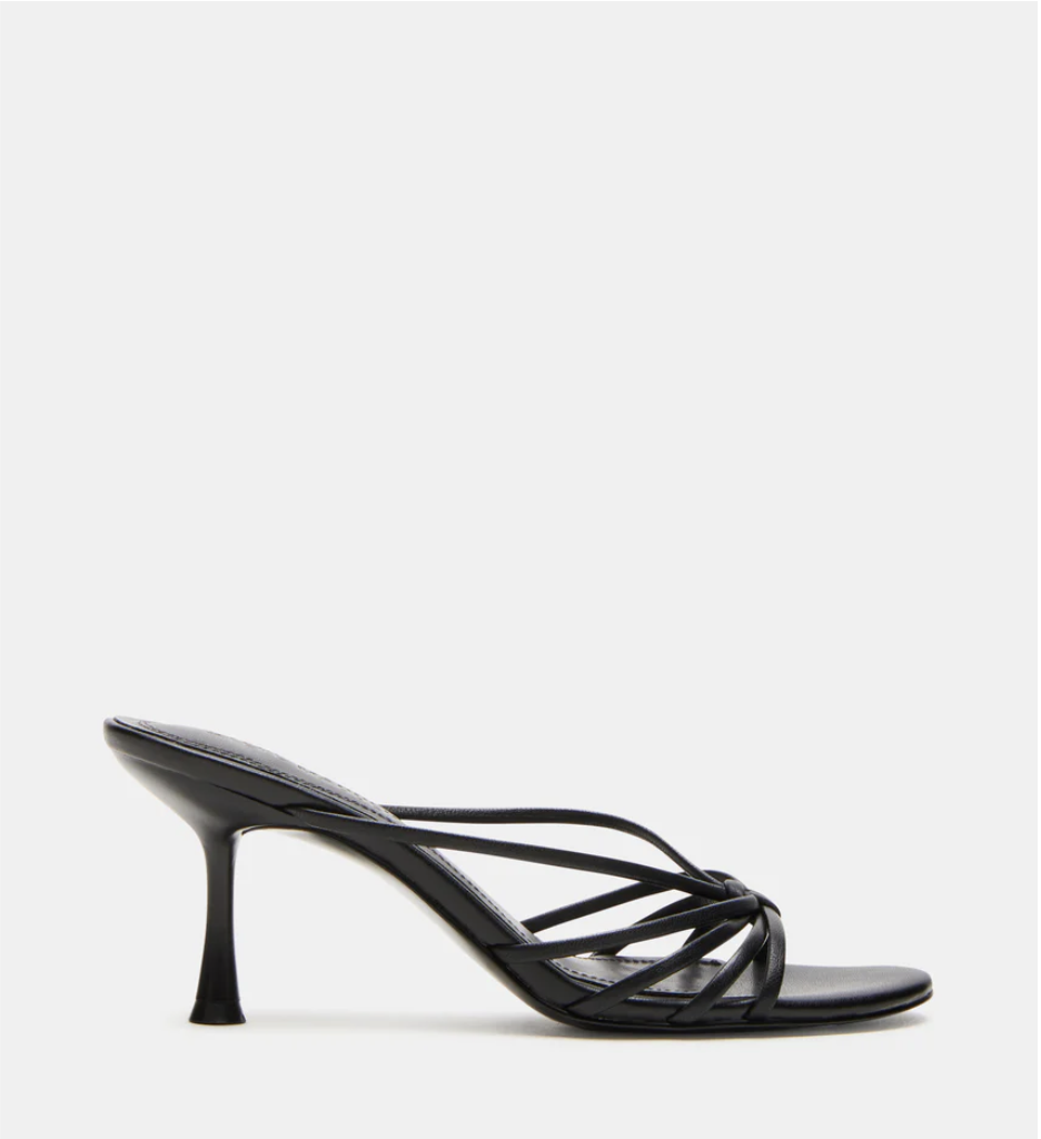 Edna black leather heel